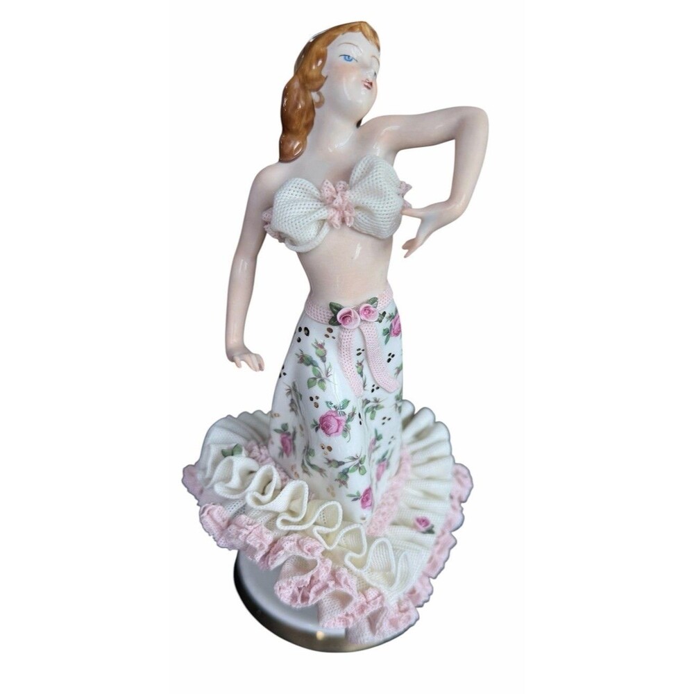 Vintage Dresden German Porcelain Lace Flamenco Dancer Figurine 9.25”